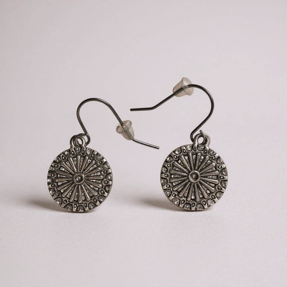 Boho Round Sunray Pattern Dangle Earrings Festival Style